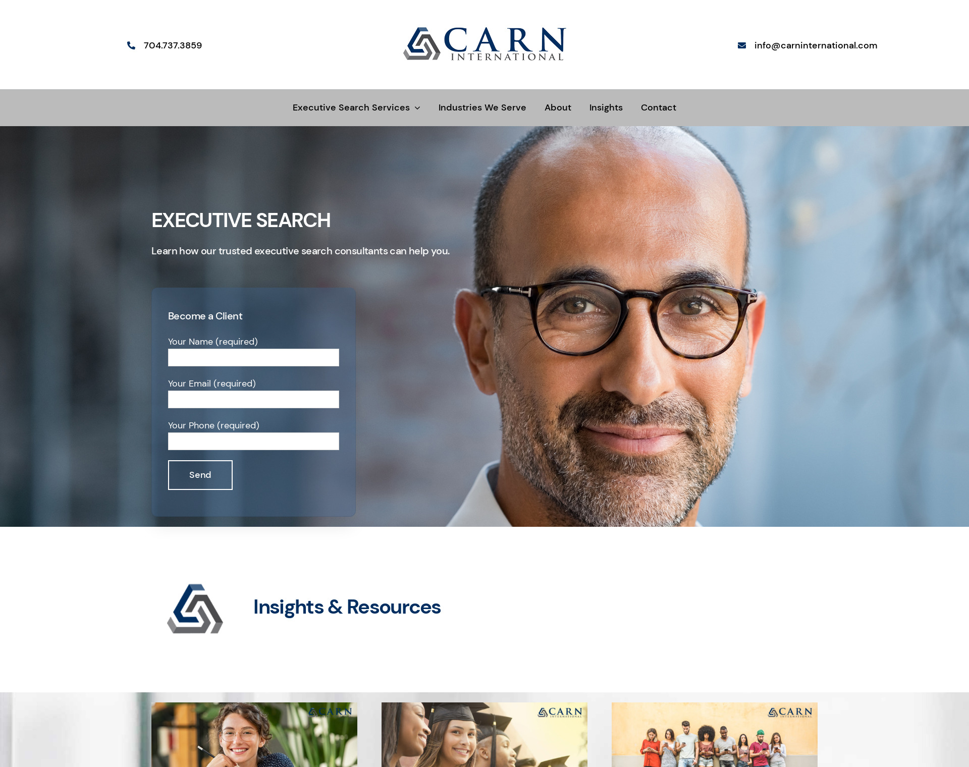 CARN Executive Search Website by CCP Web Design in Charlotte NC