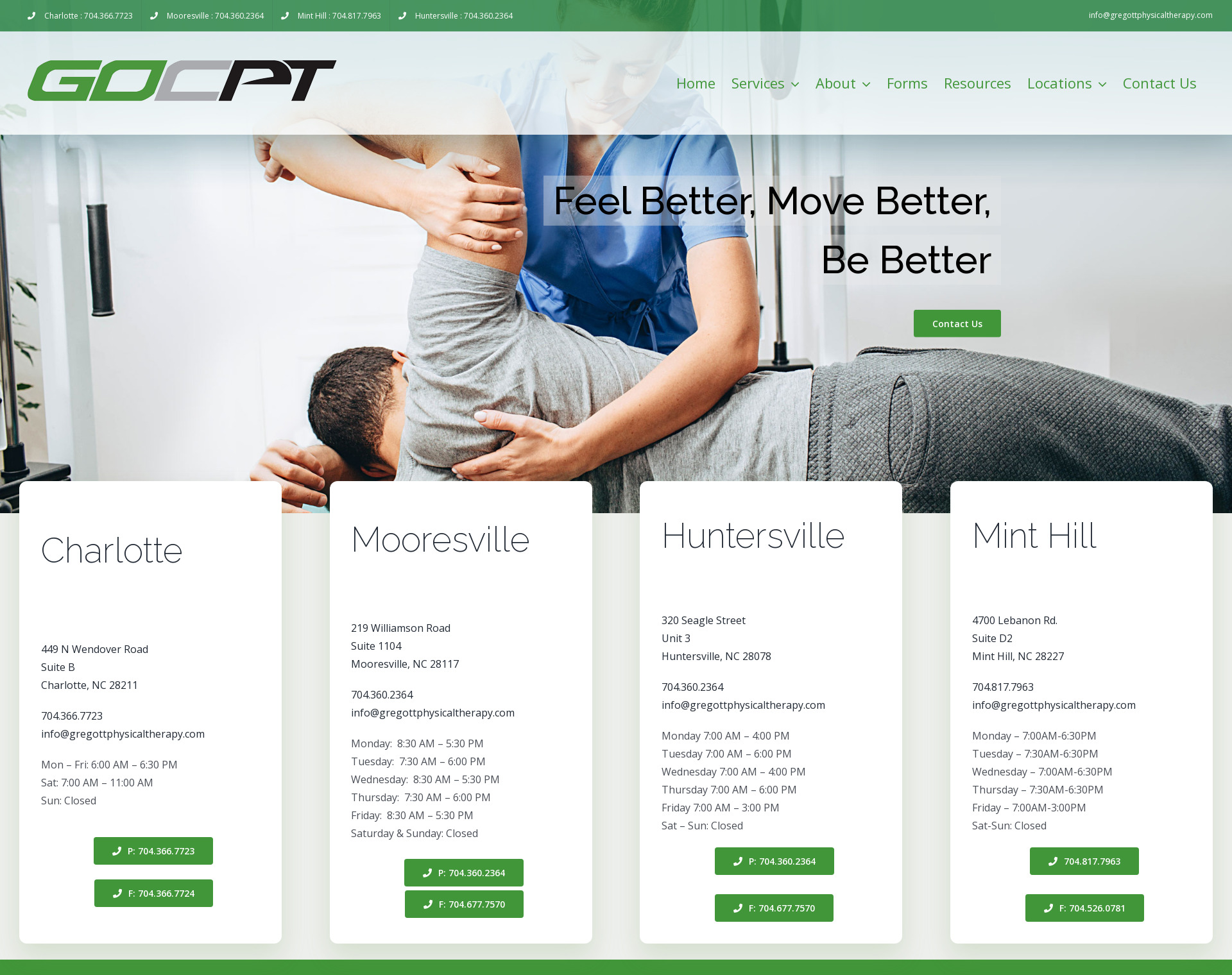 Greg Ott Physical Therapy Website by CCP Web Design in Charlotte NC