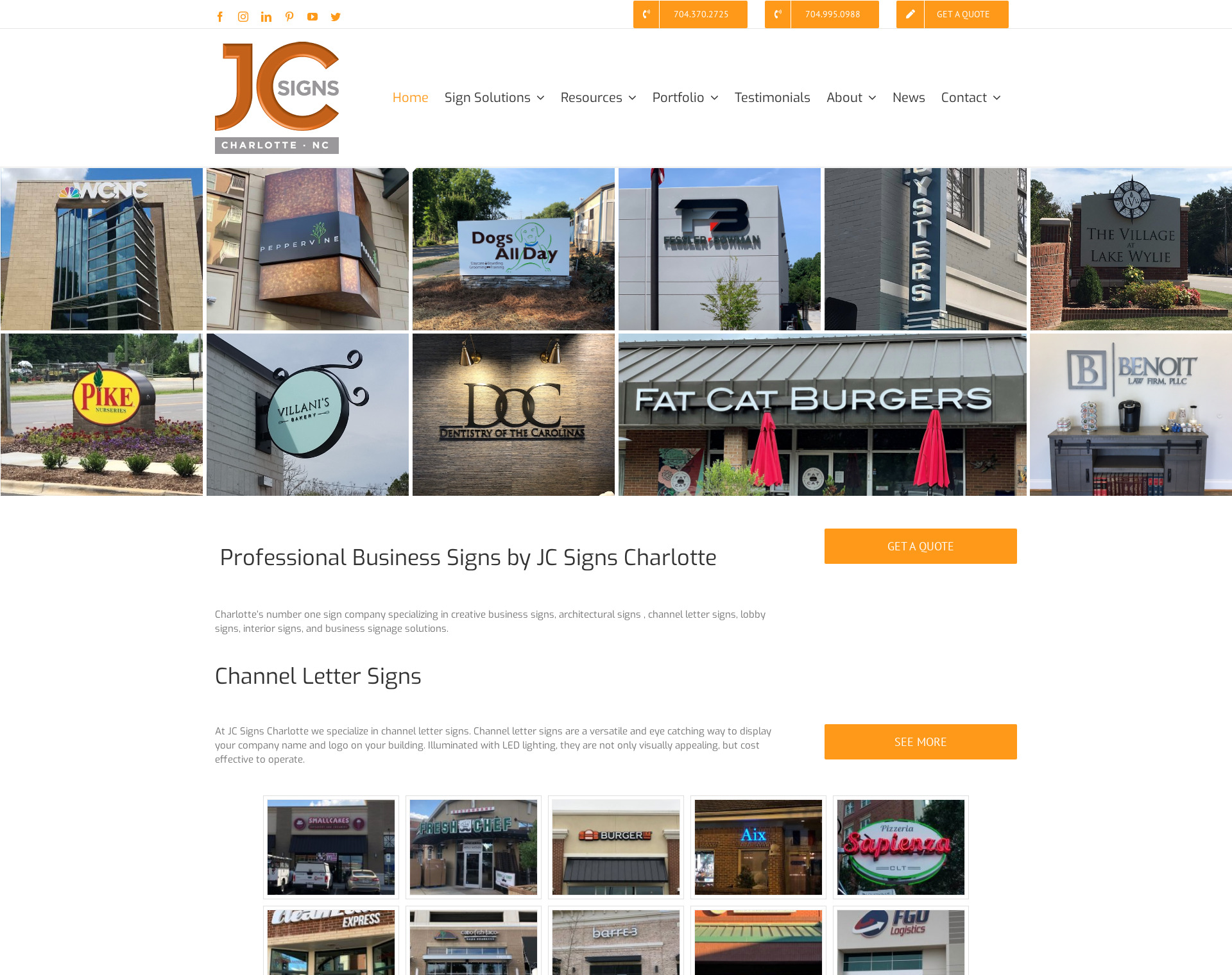 JC Signs Charlotte Website by CCP Web Design in Charlotte NC