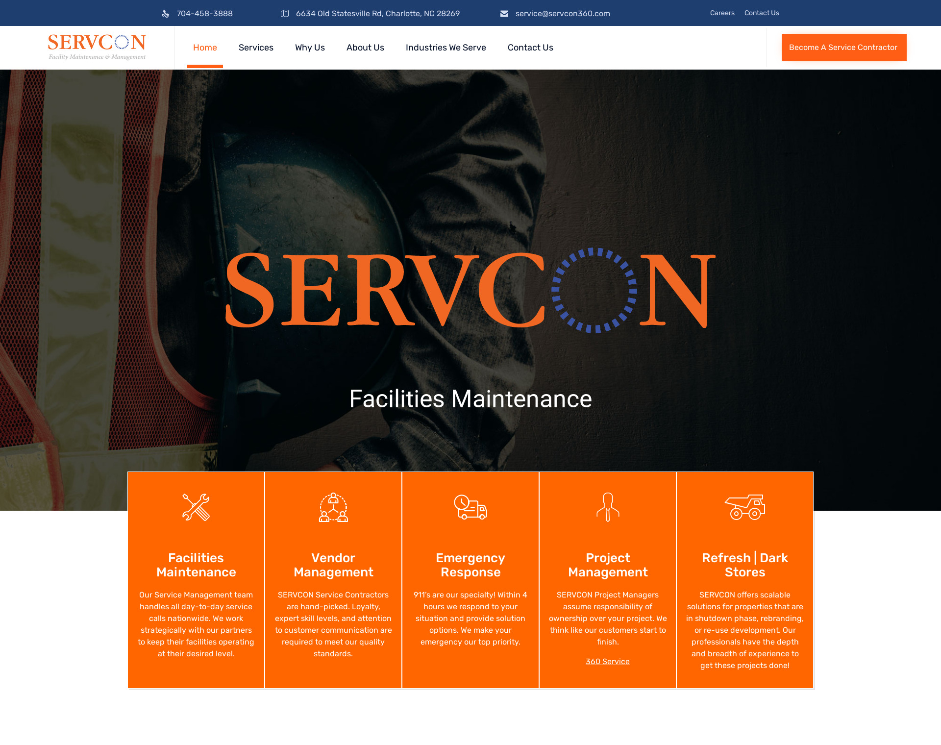 Servcon 360 Website by CCP Web Design in Charlotte NC