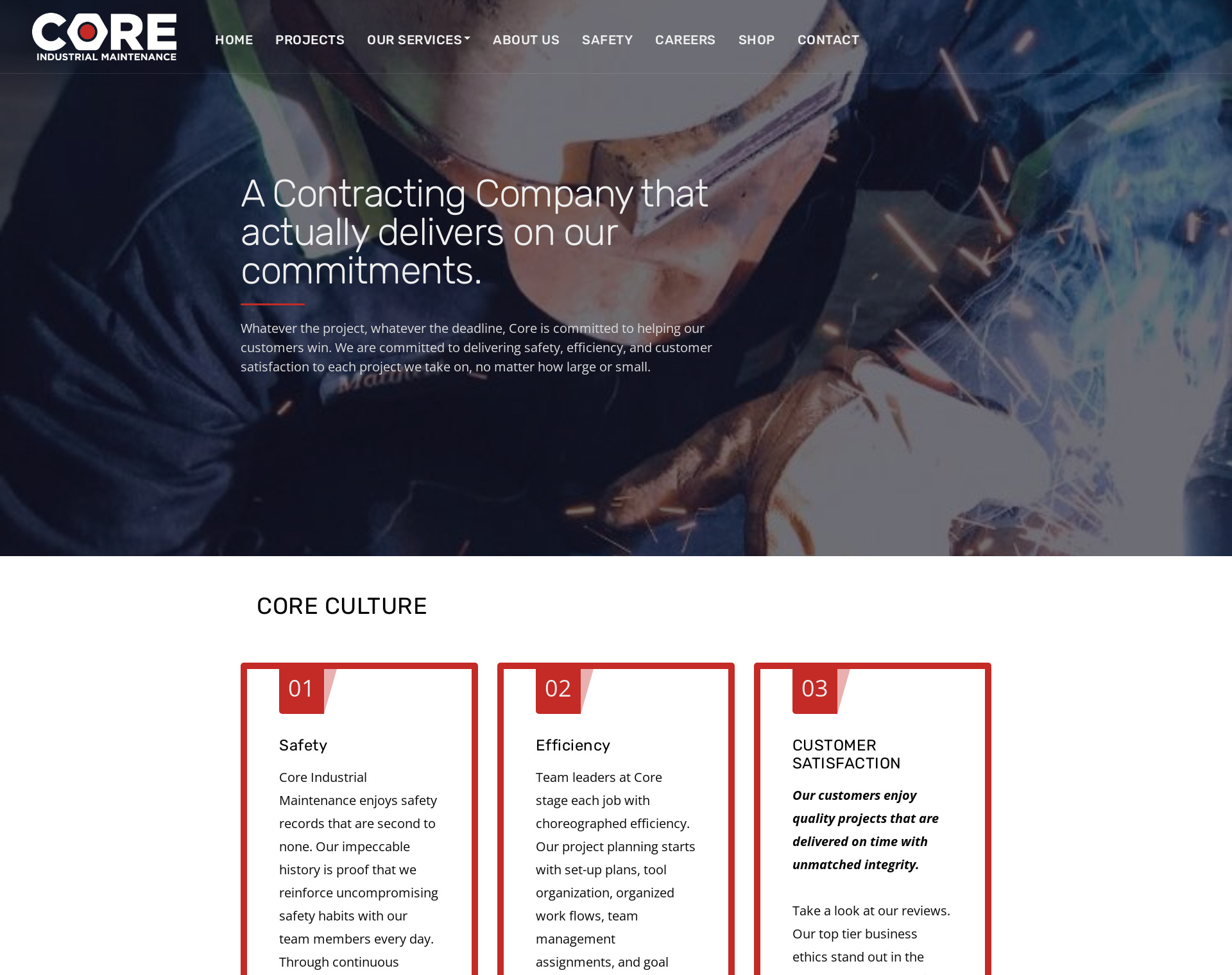 Core Industrial Maintenance Website by CCP Web Design in Charlotte, NC